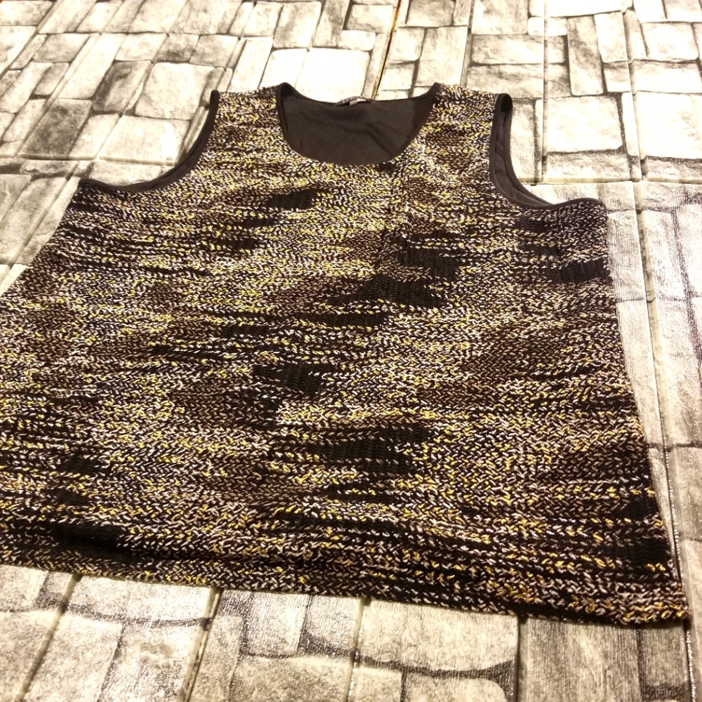 Kasper Womens Top Size 3X Plus Size Black Gold Sleeveless Stretch